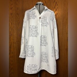 Cream Script Print Long Sleeve Top - 3XL